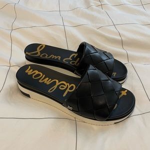 Sam Edelman Woven Slide Sandals - Black